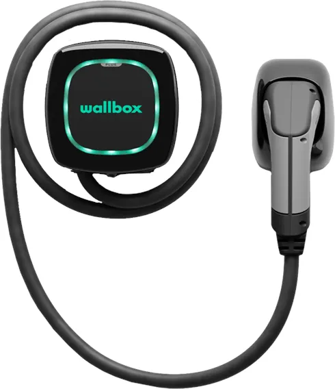 Estación de carga Wallbox Pulsar Plus con Wi-Fi, 22 kW, 7 metros, Tipo 2, Negro